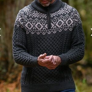Aran Half-Zip Jacquard ‎Sweater
